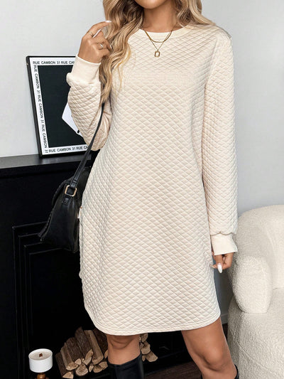 Chic Knitted Textured Casual Dress for Autumn & Winter – Comfort Meets Elegance