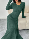 Chic Autumn-Winter Waist-Cinched Solid Color Long Dress for Effortless Style