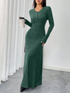 Chic Autumn-Winter Waist-Cinched Solid Color Long Dress for Effortless Style