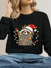 Cozy Christmas Vibes: Graphic Print Crew Neck Sweatshirt