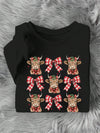 Cozy Christmas Vibes: Highland Cow Bow Print Hoodie for Women