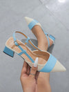 Chic Contrast Block Heel Pumps for All Seasons – Elegant Pointed-Toe Design for Everyday Style