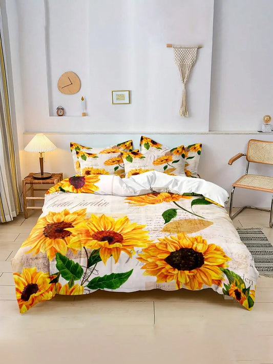 Vibrant Leaves 3-Piece Digital Print Bedding Set for a Fresh Sleep Space