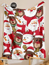 Cozy Christmas Flannel Throw Blanket - Digital Print for Living Room, Bedroom & Outdoor Use