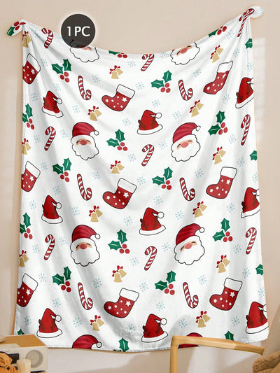 Cozy Christmas Flannel Throw Blanket - Digital Print for Living Room, Bedroom & Outdoor Use