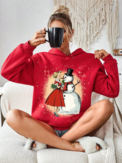 Charming Dancing Snowman Hoodie for Girls - Perfect for Cozy Autumn & Winter Celebrations