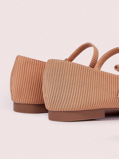 Chic Apricot Striped Bow Slip-On Flats for Effortless Daily Style