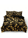 Exotic Elegance: 3D Green and Golden Palm Leaf Duvet Cover Set for Serene Bedroom Decor