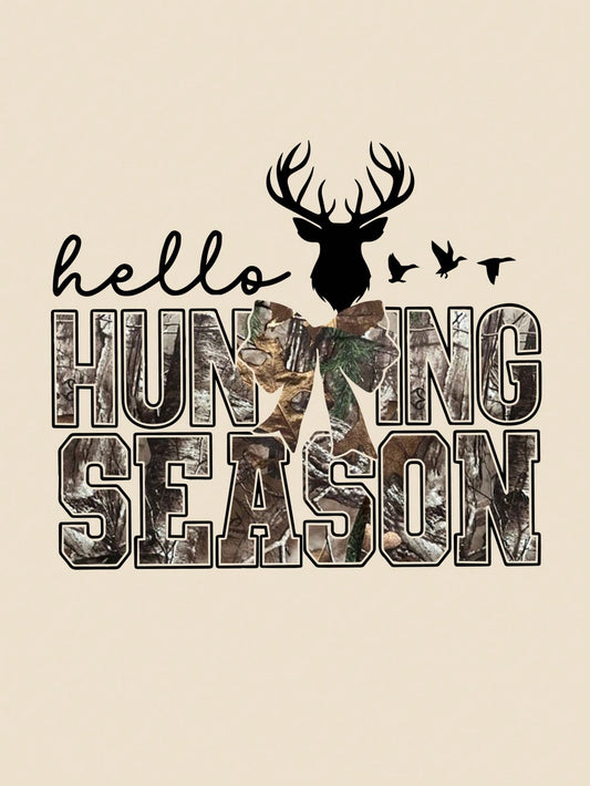 Cozy Graphic Crew Neck Sweatshirt - 'Hunting Season' Design for Women