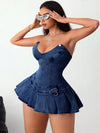 Women's Pleated Denim Cami Dress - Perfect for Summer Style