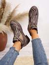 Chic Zebra Print Chunky Low Heel Boots - Versatile Fashion for Autumn & Winter