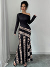 Chic Leopard Patchwork Fishtail Dress - Stylish V-Neck Design for a Sultry Look