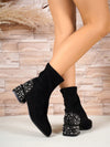 Elevate Your Style: Rhinestone Chunky Heel Ankle Boots for Women