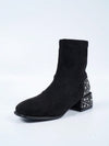 Elevate Your Style: Rhinestone Chunky Heel Ankle Boots for Women