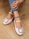 Chic Diamond Buckle Strap Flat Mary Jane Shoes for Women