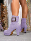 Chic Waterproof Platform Ankle Boots: Stylish Mid-Calf Design with Block Heel