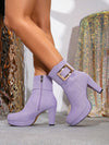 Chic Waterproof Platform Ankle Boots: Stylish Mid-Calf Design with Block Heel