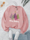 Festive Fleece: Glitter Letter Print Christmas Tree Sweatshirt for Women