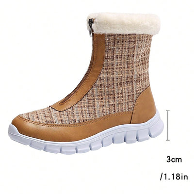 Chic & Cozy Women's Waterproof Snow Boots - Stylish Flat Design with Plush Lining