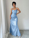 Elegant Metallic Draped Neck Sling Dress - Perfect for Parties