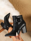 Chic White Pointed Toe Ankle Boots - Versatile Block Heel Design for Autumn/Winter Fashion