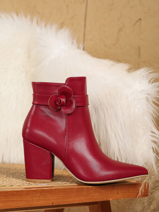 Chic White Pointed Toe Ankle Boots - Versatile Block Heel Design for Autumn/Winter Fashion