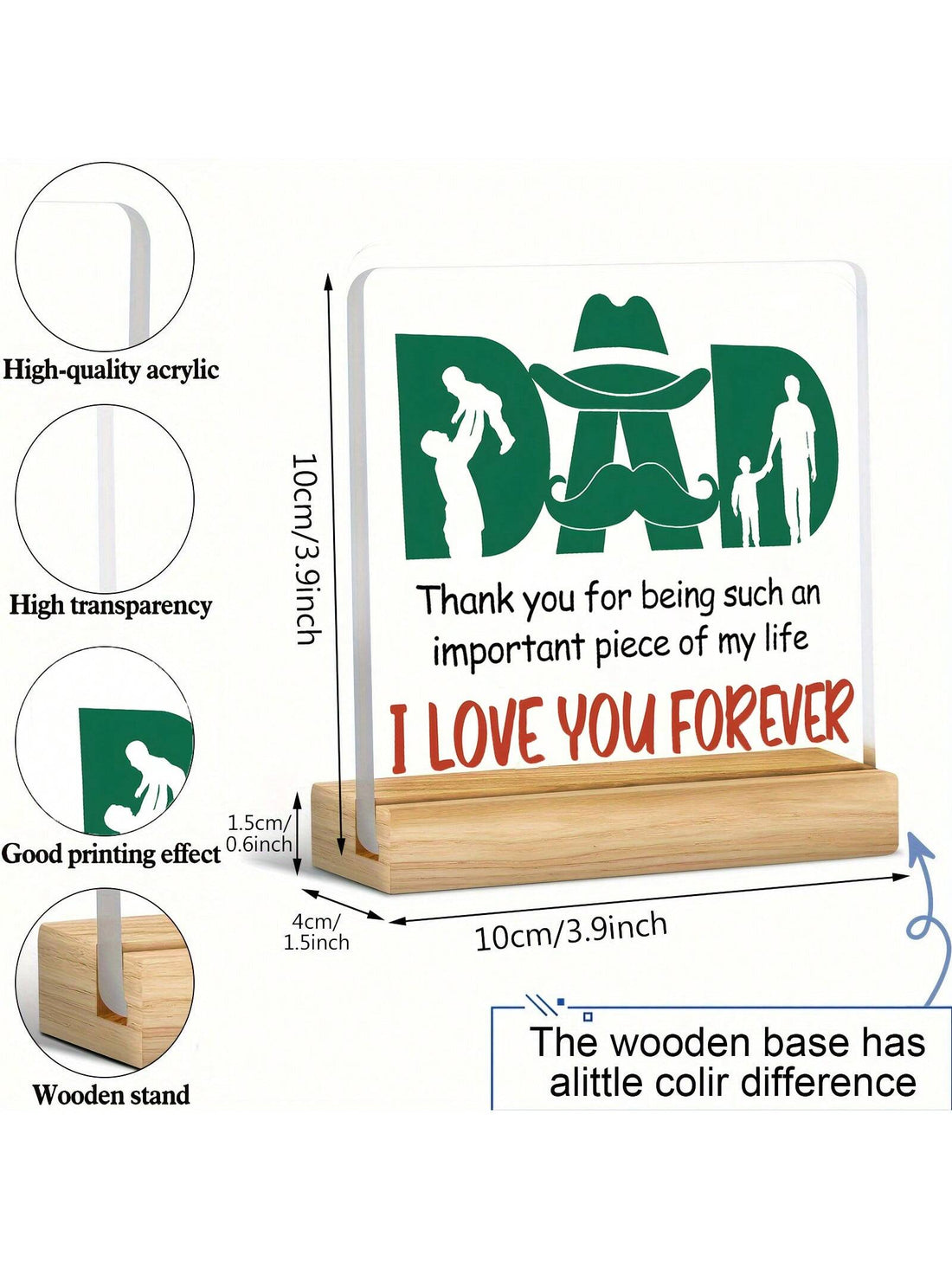 This quirky acrylic desk decoration is the perfect thank you gift for dads and stepdads alike. Show your appreciation with this heartfelt piece that will add a touch of love to any workspace. Say thanks in a unique and fun way with this charming decoration!