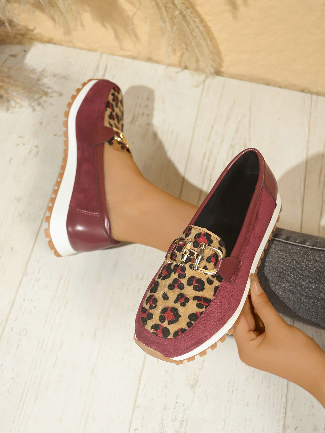 These Chic Comfort platform loafers are perfect for spring and autumn. With a stylish metal buckle, they offer a comfortable and fashionable addition to your wardrobe. Plus, they are specifically designed for plus-size women, providing both style and comfort. Elevate your shoe game with these versatile loafers.