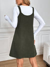 Olive Green Corduroy Pinafore Dress - Chic & Cozy Autumn/Winter Essential