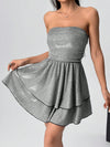 Shiny Ruffle Bandeau Mini Dress - Chic & Trendy Fashion for Any Occasion