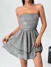 Shiny Ruffle Bandeau Mini Dress - Chic & Trendy Fashion for Any Occasion