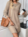 Chic Knitted Textured Casual Dress for Autumn & Winter – Comfort Meets Elegance