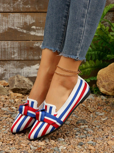 Chic Colorblock Pointed Toe Flats - Breathable Casual Slip-Ons for Autumn