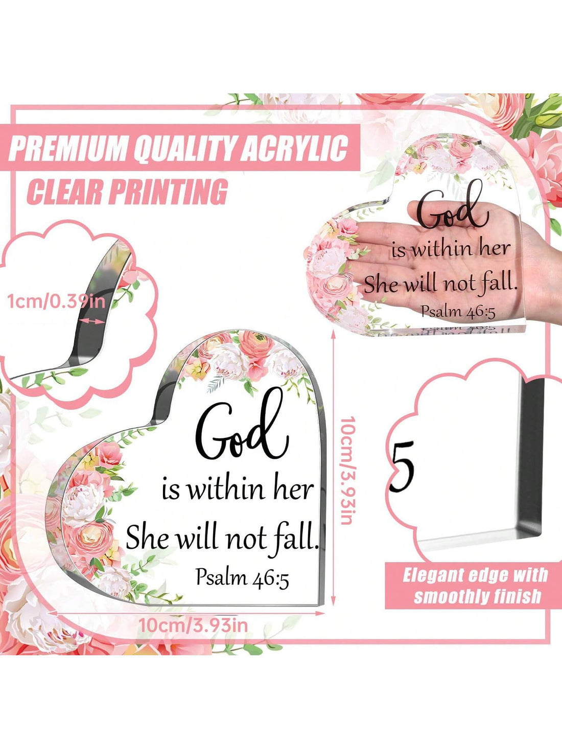 Elevate your desk decor with this charming acrylic plaque boasting a motivational Christian message. Perfect for women, it serves as a daily reminder to stay inspired and positive. (Faithfully stylish addition to your workspace!)