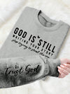 Divine Vibes Only: God Print Slogan Casual Sweatshirt