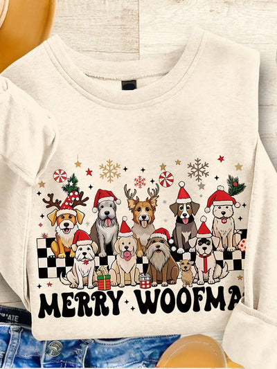 Cozy Christmas Vibes: Graphic Print Crew Neck Sweatshirt