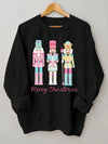 Festive Nutcracker Sweatshirt: Cozy Round Neck Christmas Apparel for Women