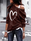 Cozy Chic: Women's Stylish Oversized Heart Print Casual Sweatshirt