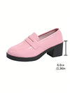 Chic Pink Bowknot High Heel Loafers - British Style Mary Jane Flats for Elegant Lolita Looks