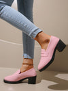 Chic Pink Bowknot High Heel Loafers - British Style Mary Jane Flats for Elegant Lolita Looks