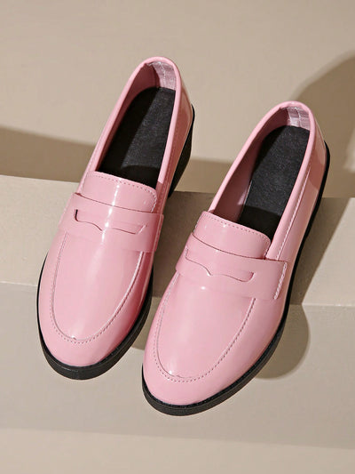 Chic Pink Bowknot High Heel Loafers - British Style Mary Jane Flats for Elegant Lolita Looks