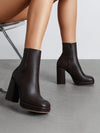 Retro Chic Platform Ankle Boots with Chunky High Heels and Side Zipper