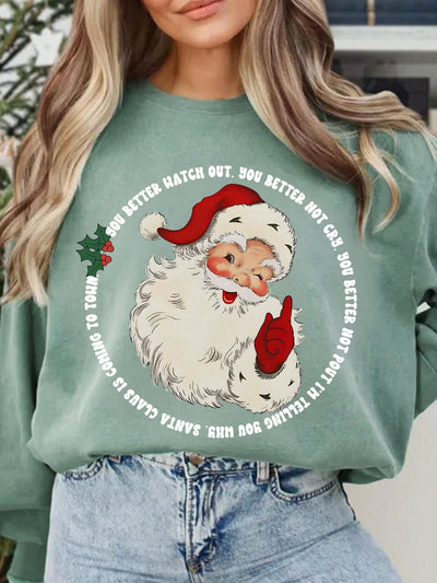 Cozy Christmas Cheer: Women's Trendy Tree Print Sweatshirt