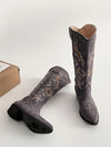 Chic Vintage Embroidered Western Block Heel Boots for Effortless Style