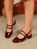 patent slingback Mary Jane pumps image 26 showing visible heel, strap, toe, color, and material details