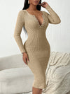 Chic & Comfy: Women's Casual Long Sleeve Mid-Length Dress for Autumn