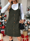 Olive Green Corduroy Pinafore Dress - Chic & Cozy Autumn/Winter Essential