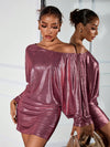 Chic Asymmetric Bat Wing Velvet Mini Dress - Perfect for Autumn Parties!