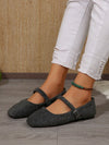 Chic Retro French Ankle Strap Flat Sandals - Square Toe Slip-Ons for Effortless Elegance