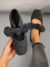 Chic French-Inspired Bow Detail Soft Leather Low Heeled Flats